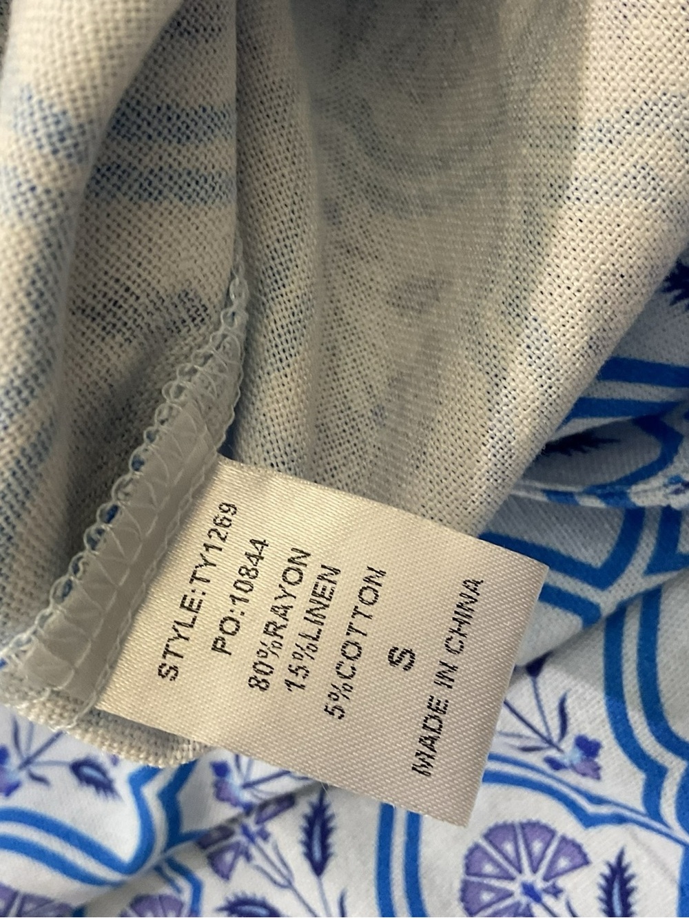 Blue Printed Wide Leg Pant - Picture 3 of 4